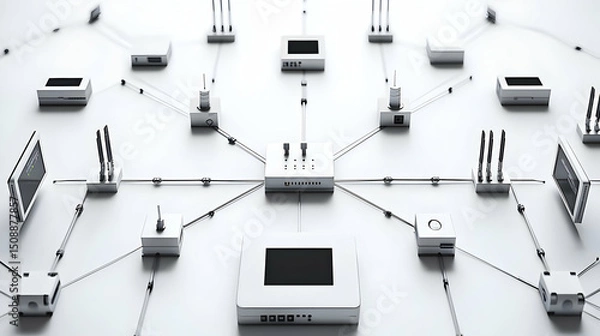 Fototapeta Network System Diagram Illustration