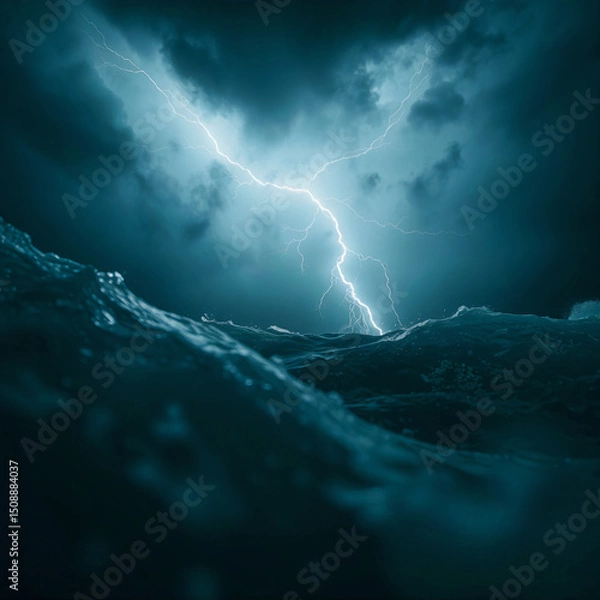 Obraz 거친 파도와 번개 치는 바다