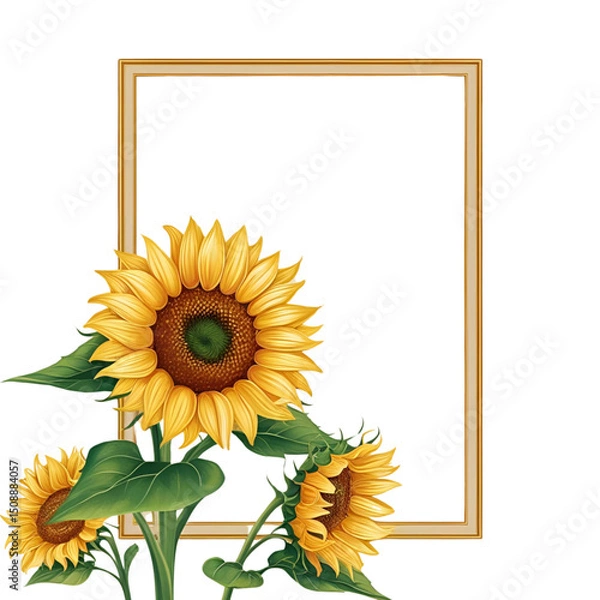 Fototapeta Colorful Floral Frame with a Simple Unique Touch
