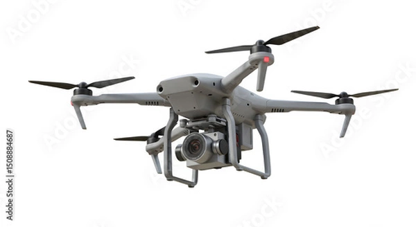 Fototapeta A drone with camera on a white or transparent background. PNG