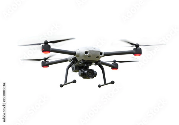 Fototapeta A drone with camera on a white or transparent background. PNG