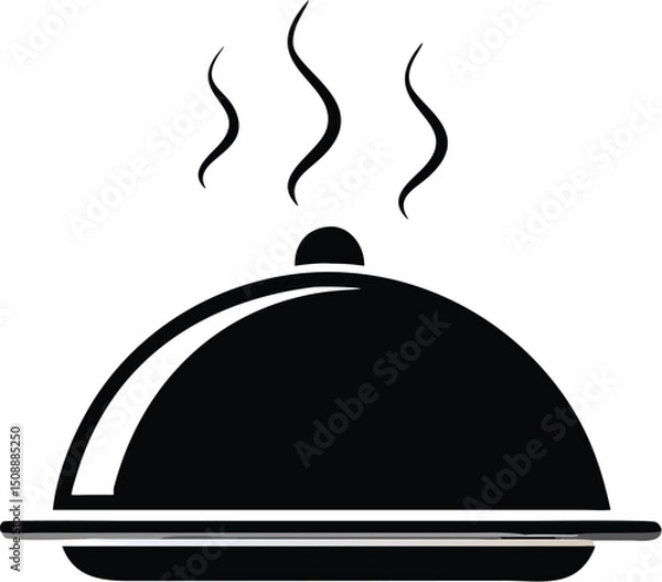 Fototapeta Elegant black tray holds a steaming dish with a transparent background, symbolizing culinary art
