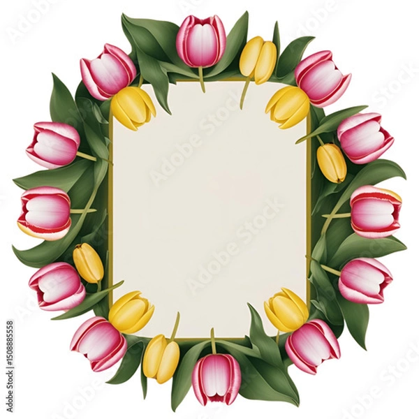 Fototapeta Colorful Floral Frame with a Simple Unique Touch
