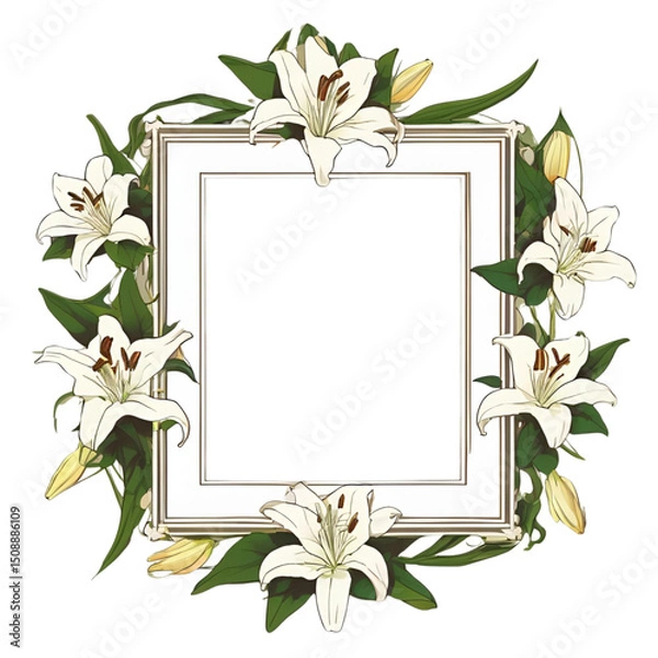 Fototapeta Colorful Floral Frame with a Simple Unique Touch
