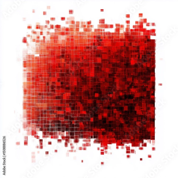 Obraz Red colored flat digital pixel art modern design isolated on white