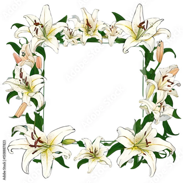 Fototapeta Colorful Floral Frame with a Simple Unique Touch
