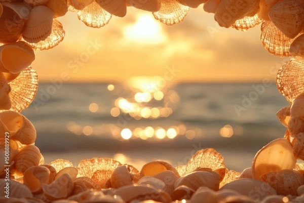 Fototapeta shells forming a decorative square frame