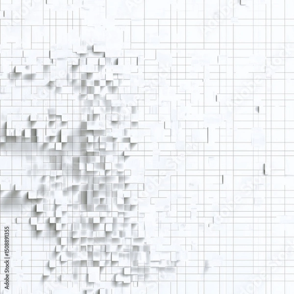 Obraz White colored flat digital pixel art modern design isolated on white