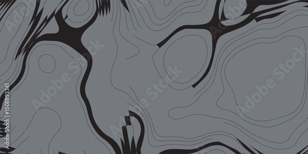Obraz Background of the black and grey topographic map. Topographic map lines, contour background. Design illustration for wall art, fabric, packaging, web, banner, app, wallpaper.