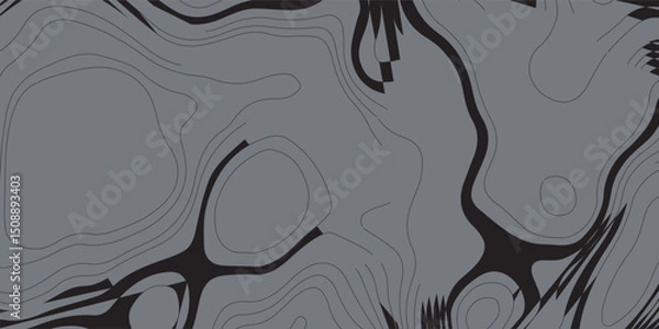 Obraz Background of the black and grey topographic map. Topographic map lines, contour background. Design illustration for wall art, fabric, packaging, web, banner, app, wallpaper.