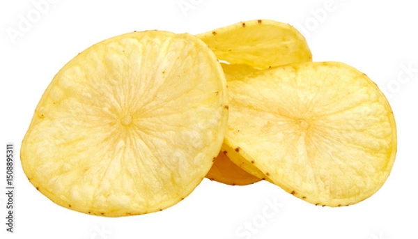 Fototapeta Close up of cassava chips isolated on transparent background