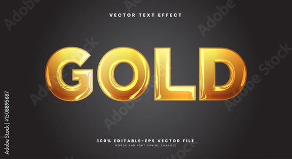 Fototapeta Gold chrome style shiny 3d editable text effect Template