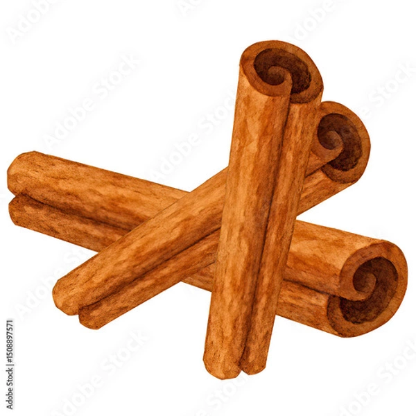 Obraz Close up of aromatic cinnamon sticks isolated on white background ingredient spice