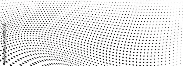 Obraz Abstract halftone wave dotted background. Futuristic twisted grunge pattern, dot, circles.  Vector modern optical pop art texture for posters, business cards, cover, labels mock-up, stickers layout