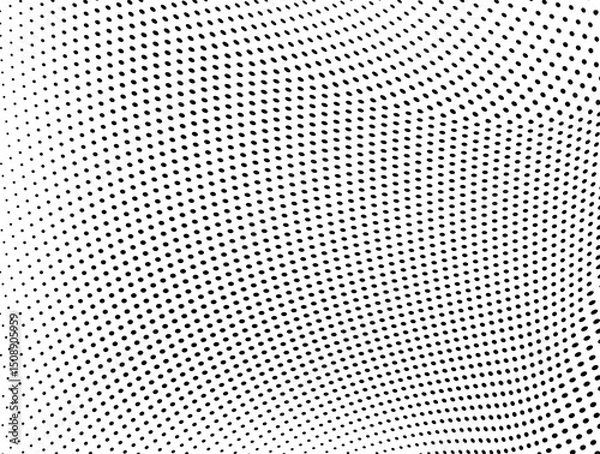Obraz Abstract halftone wave dotted background. Futuristic twisted grunge pattern, dot, circles.  Vector modern optical pop art texture for posters, business cards, cover, labels mock-up, stickers layout