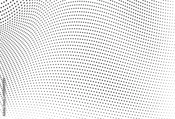 Obraz Abstract halftone wave dotted background. Futuristic twisted grunge pattern, dot, circles.  Vector modern optical pop art texture for posters, business cards, cover, labels mock-up, stickers layout