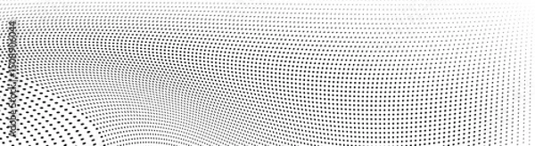 Obraz Abstract halftone wave dotted background. Futuristic twisted grunge pattern, dot, circles.  Vector modern optical pop art texture for posters, business cards, cover, labels mock-up, stickers layout