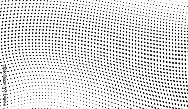 Obraz Abstract halftone wave dotted background. Futuristic twisted grunge pattern, dot, circles.  Vector modern optical pop art texture for posters, business cards, cover, labels mock-up, stickers layout