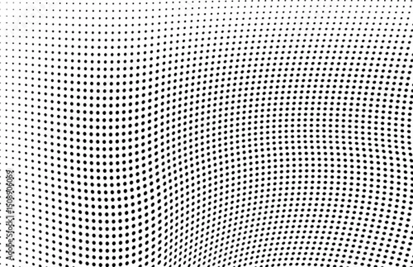 Obraz Abstract halftone wave dotted background. Futuristic twisted grunge pattern, dot, circles.  Vector modern optical pop art texture for posters, business cards, cover, labels mock-up, stickers layout