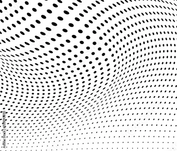 Obraz Abstract halftone wave dotted background. Futuristic twisted grunge pattern, dot, circles.  Vector modern optical pop art texture for posters, business cards, cover, labels mock-up, stickers layout