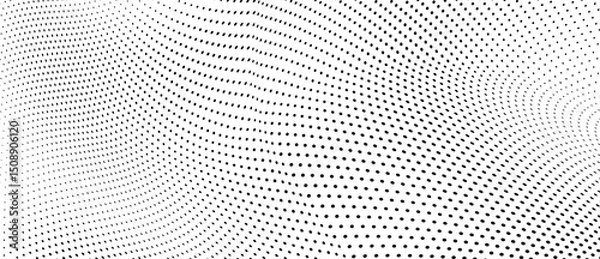 Obraz Abstract halftone wave dotted background. Futuristic twisted grunge pattern, dot, circles.  Vector modern optical pop art texture for posters, business cards, cover, labels mock-up, stickers layout