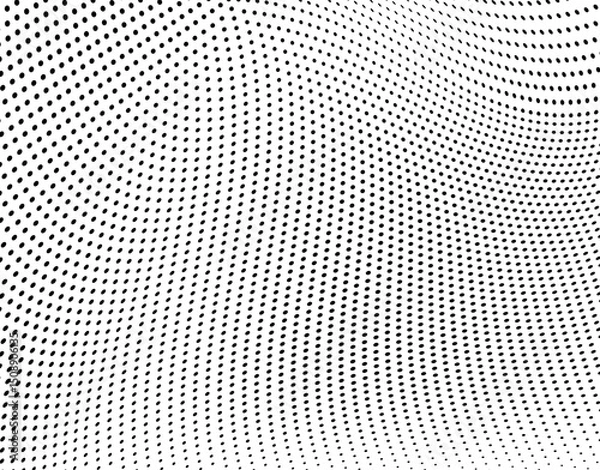 Obraz Abstract halftone wave dotted background. Futuristic twisted grunge pattern, dot, circles.  Vector modern optical pop art texture for posters, business cards, cover, labels mock-up, stickers layout