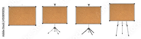 Fototapeta Cork board with wood frame. Empty corkboard with brown texture on transparent background. Business noticeboard. Vector