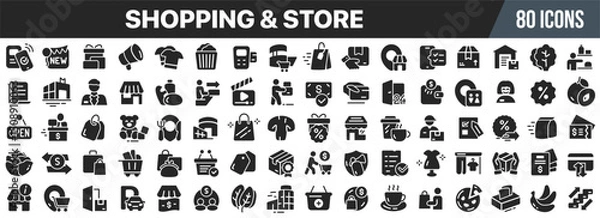 Obraz Shopping and store black icons collection. Big UI icon set in a flat design. Vector illustration EPS10