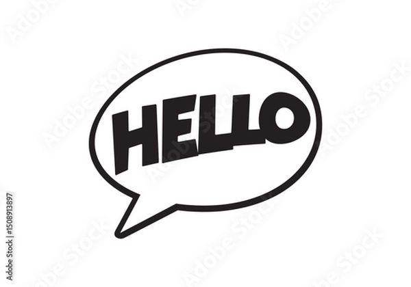 Obraz Hi, Hello. Banner, speech bubble, poster and sticker concept with text Hello. White bubble message hi, hello or hi there on bright yellow background for banner, poster. Vector Illustration