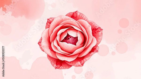 Obraz Delicate pink rose blossom watercolor background design