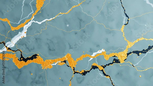 Obraz Abstract blue gold marble background design texture