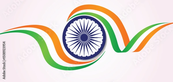 Fototapeta Indian flag ribbon vector background