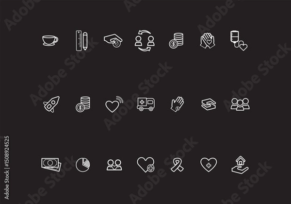 Fototapeta Office and Business Editable Icons set. Vector illustration in modern thin line style of business related icons: teamwork, documents, devices, and more. Pictograms and infographics for mobile apps.
