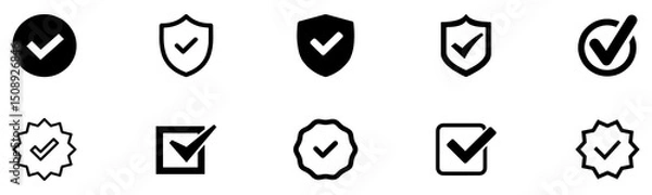 Fototapeta Check mark icon. Check mark vector icon. Checkmark Illustration. Vector symbols set ,green checkmark isolated on white background. Correct vote choise isolated symbol. Vector Illustration. EPS 10
