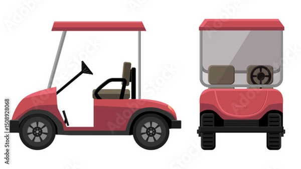 Fototapeta flat vector side view of golf cart car vehicle