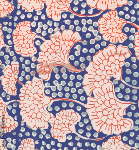 Obraz Ajrakh Pattern and block print and batik print Background digital printing textile pattern