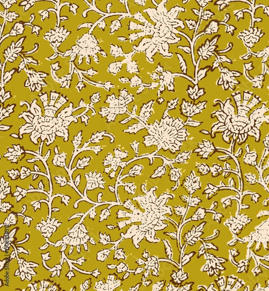 Obraz Ajrakh Pattern and block print and batik print Background digital printing textile pattern