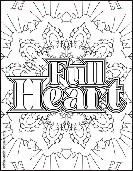 Obraz Gratitude Motivational Quote Coloring Page for Adults. 