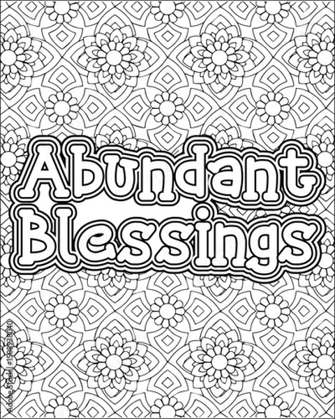 Obraz Gratitude Motivational Quote Coloring Page for Adults. 