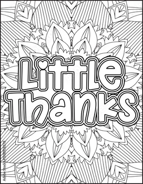 Obraz Gratitude Motivational Quote Coloring Page for Adults. 