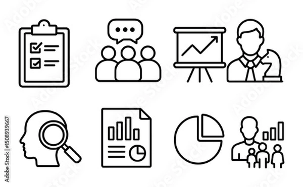 Obraz Business and teamwork icon set for professional presentations and data analysis