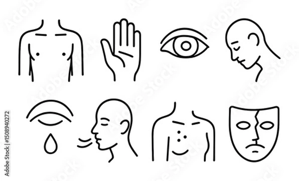 Fototapeta Minimalist line art illustrating human emotions and body parts