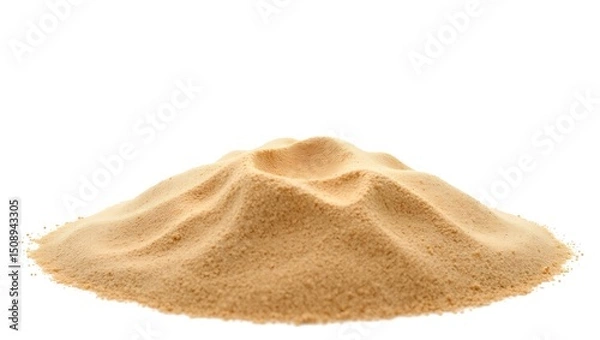 Fototapeta Pile of Sand Isolated on White Background Texture, Grains, and Desert Scene