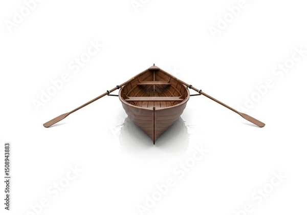 Obraz Wooden rowboat, front view, isolated on white