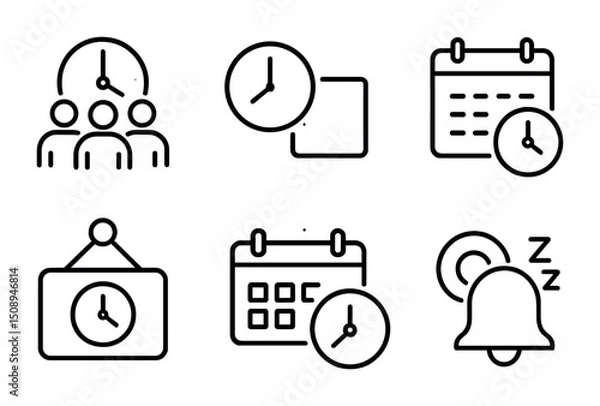 Obraz Time management and scheduling icon set for business and productivity