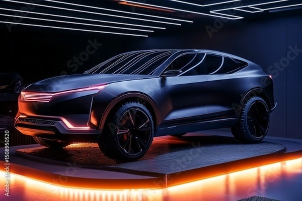 Fototapeta modern suv car on podium display by generative ai