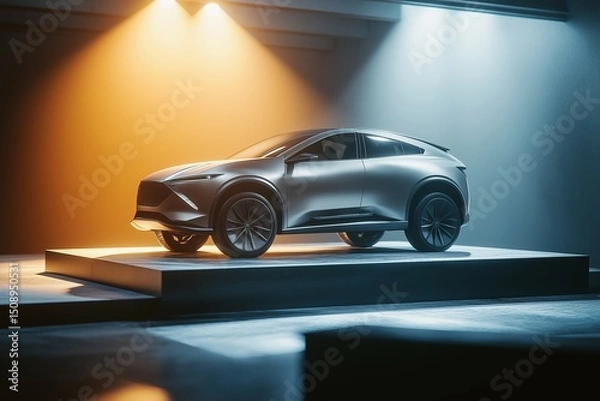 Fototapeta modern suv car on podium display by generative ai