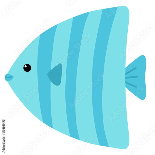 Obraz Cute Blue Striped Tropical Fish – Flat Vector Illustration