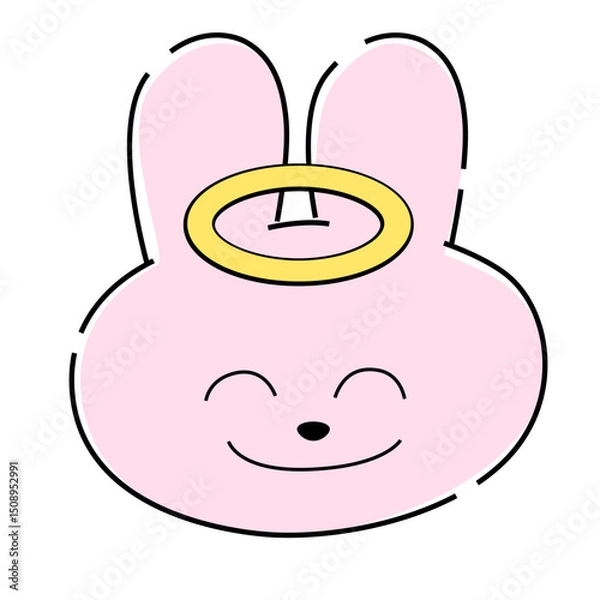 Obraz ちーんとなっているピンクのうさぎイラスト11