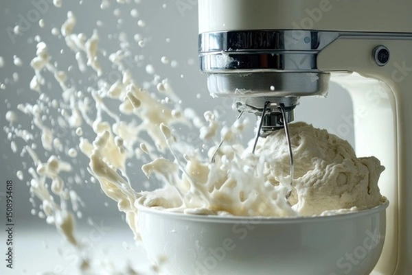 Obraz Action shot of dough splattering from a mixing bowl in kitchen